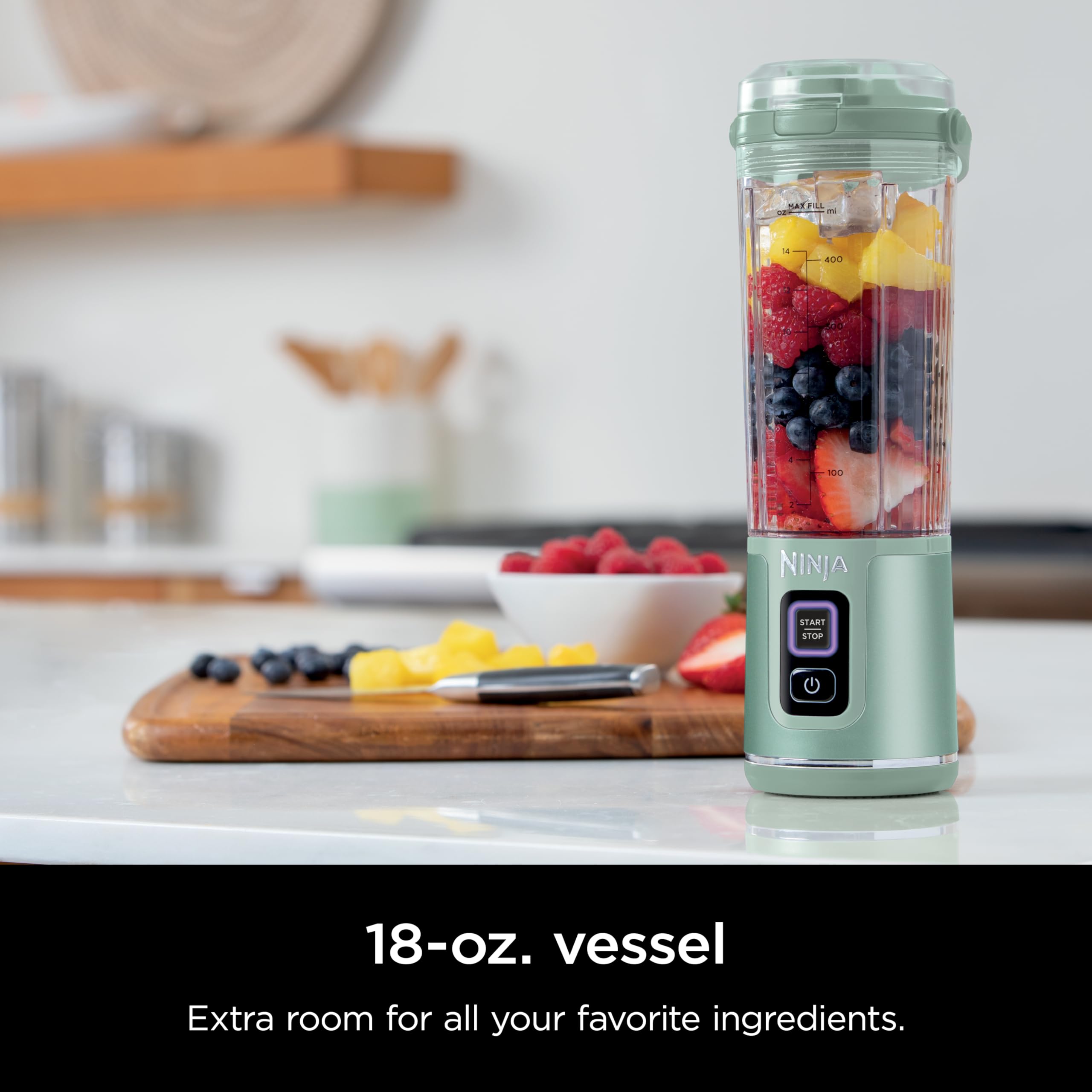 Ninja Blast Portable Blender, Cordless, 18oz. Vessel, Personal Blender For-Shakes and Smoothies, BPA Free, Leakproof-Lid and Sip Spout, USB-C Rechargeable, Dishwasher Safe Parts, Tinted Mint, BC151MT