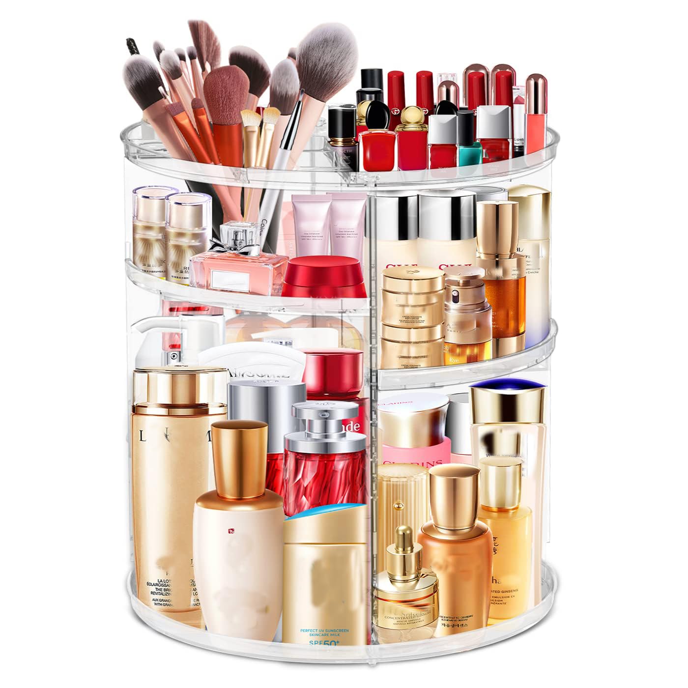 LeeWent 360 Acrylic Rotation Makeup Organizer, Large Capacity, Easy Access, Sturdy, Multi-functional, Great Gift Idea