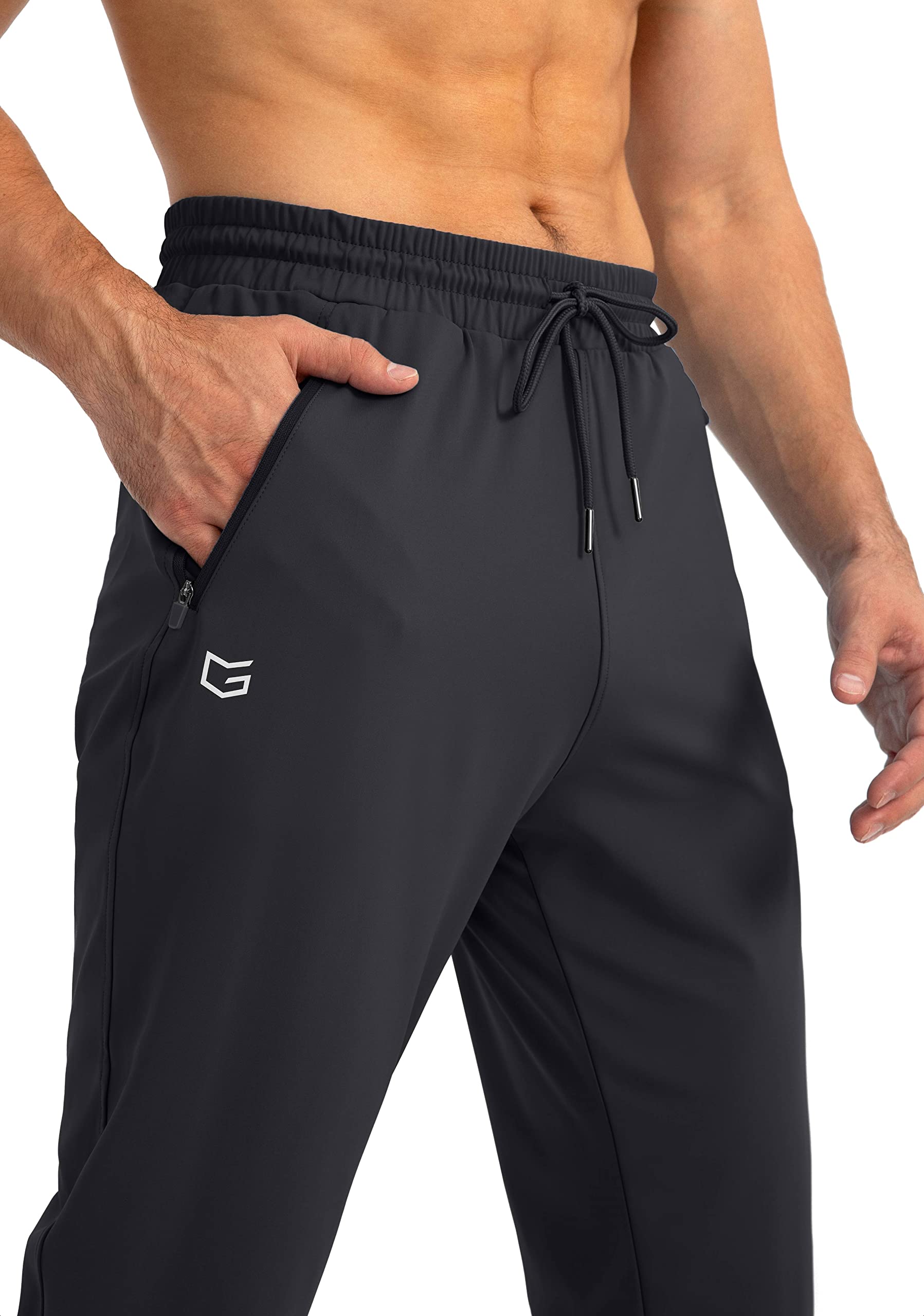 G Gradual Men's Sweatpants with Zipper Pockets Tapered Joggers for Men Athletic Pants for Workout, Jogging, Running (Black, XX-Large)