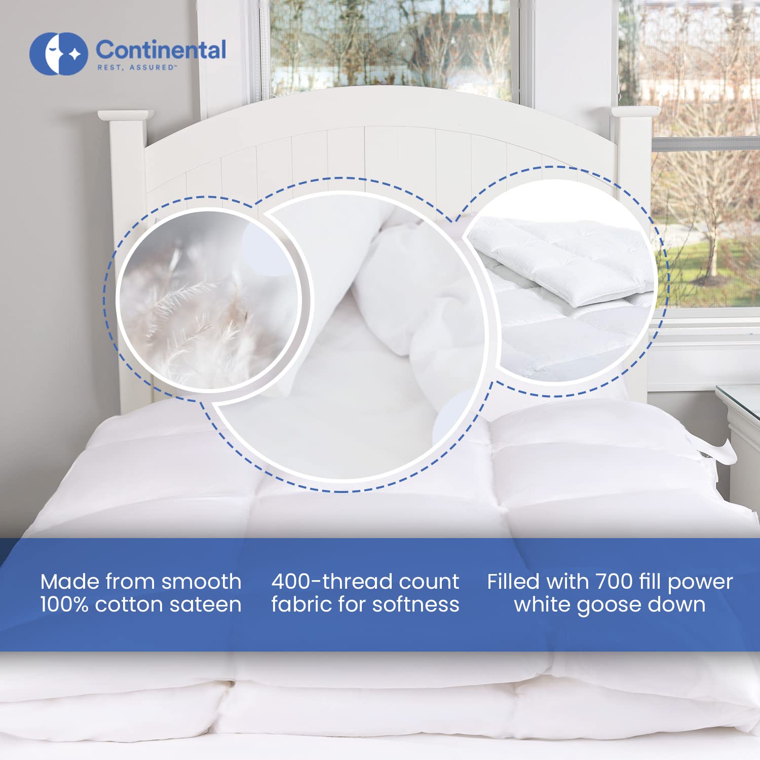 Serenity 700 Fill Power White Goose Down European Comforter - Fluffy, Lightweight Blanket Bedding - Made in The USA - Full Size 76 x 86 Inches(Summer Weight, Full)