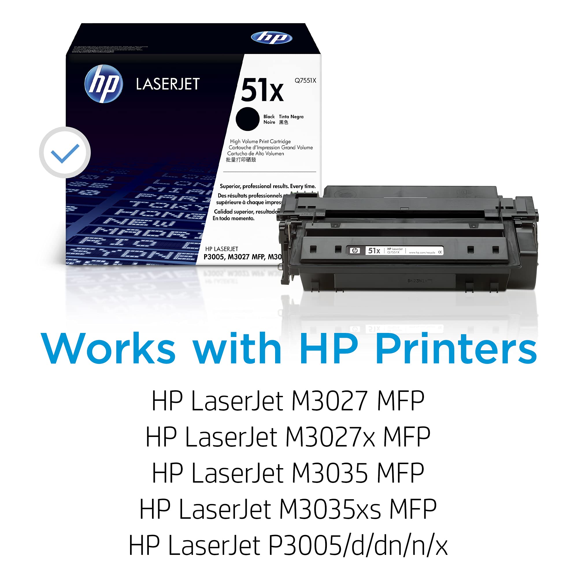 HP 51X Black High-yield Toner Cartridge | Works with HP LaserJet P3005 Series; HP LaserJet M3027, M3035 MFP Series | Q7551X