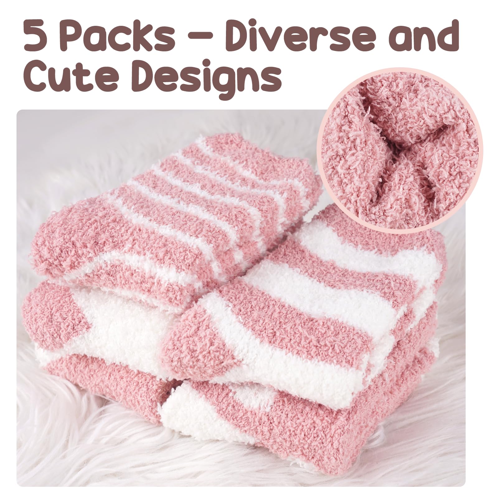 Stocking Stuffers for Women Fuzzy Socks - Christmas Gifts for Women Soft Cozy Cute Pink Fluffy Socks Gifts for Teen Girls Sister Winter Warm Cozy Slipper Gifts for Her Wife Mom Girlfriend Daughter