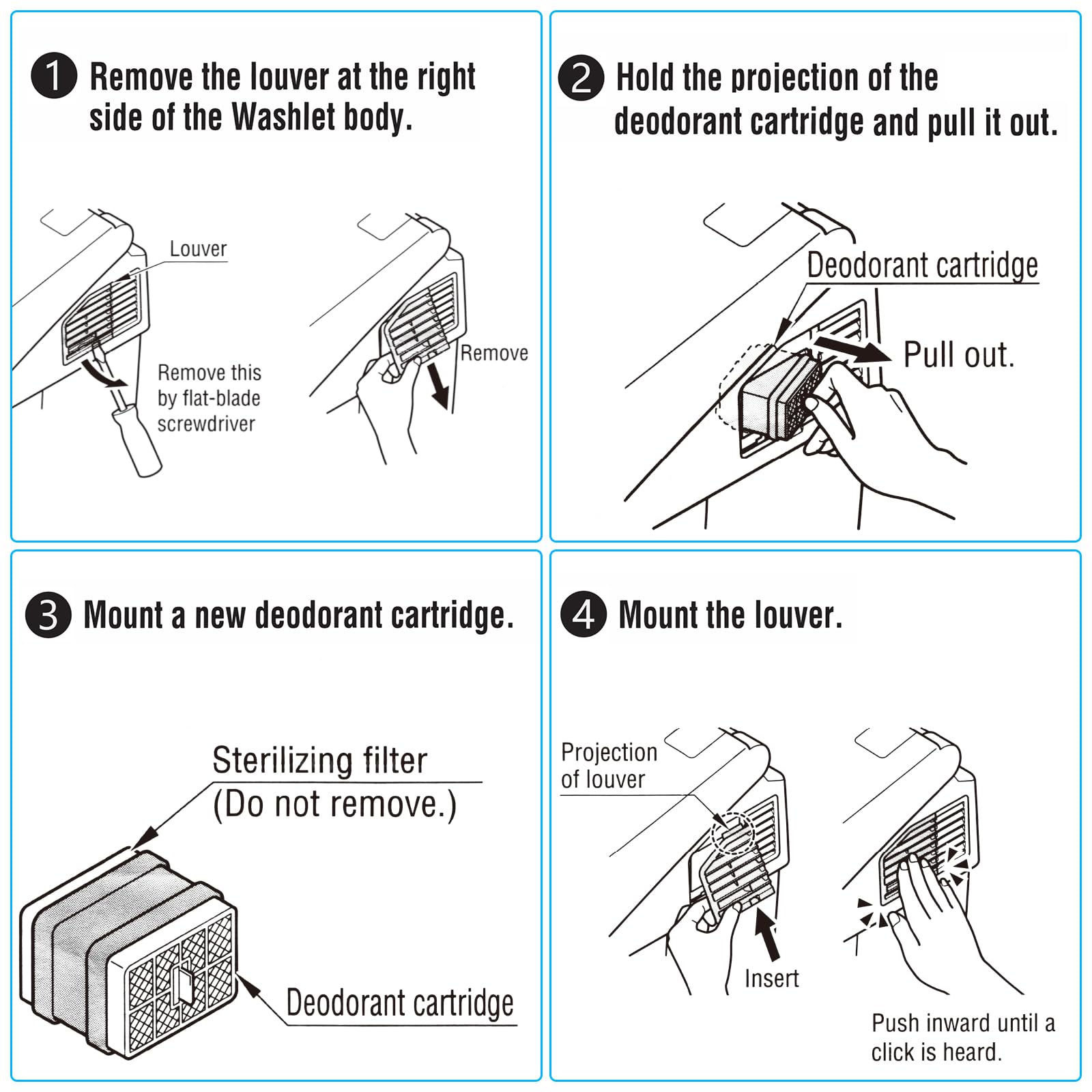TOTO-Washlet Deodorizer Filter, THU9476 Deodorizing Cartridge Air Filter Compatible with TOTO S300 S350E C100 C200 700H-2Pack