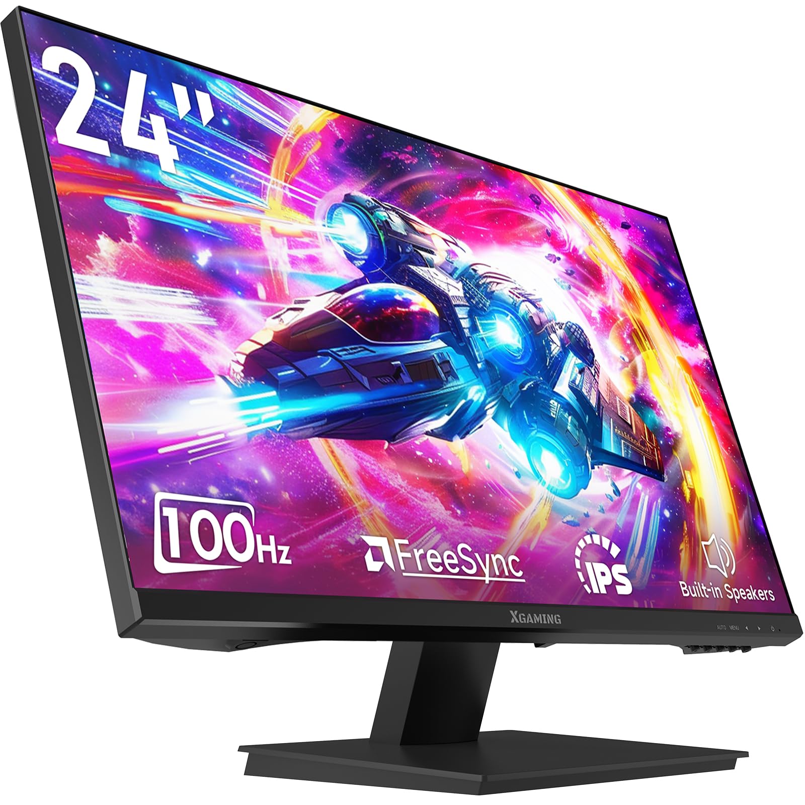 memzuoix Monitor 24 Inch 100Hz, Computer Monitor with HDMI VGA Ports, 1080P PC Monitor with Low Blue Light IPS Eye Care, Build-in FreeSync and Audio Out, FHD VESA Compatible for Home Office