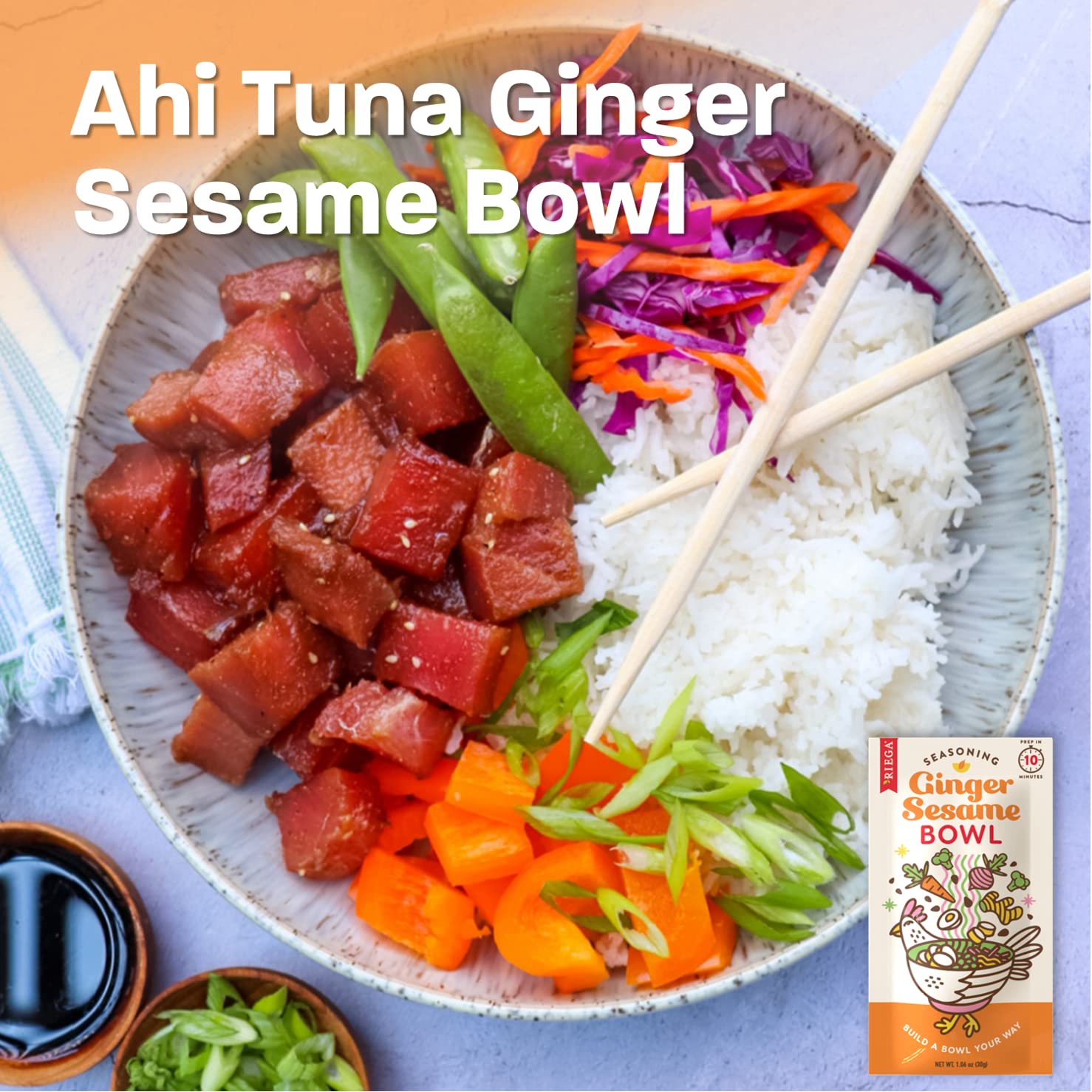 Riega Ginger Sesame Bowl Seasoning, Perfect Mix for Ginger Sesame Dishes (1.06 Ounce (Pack of 8))