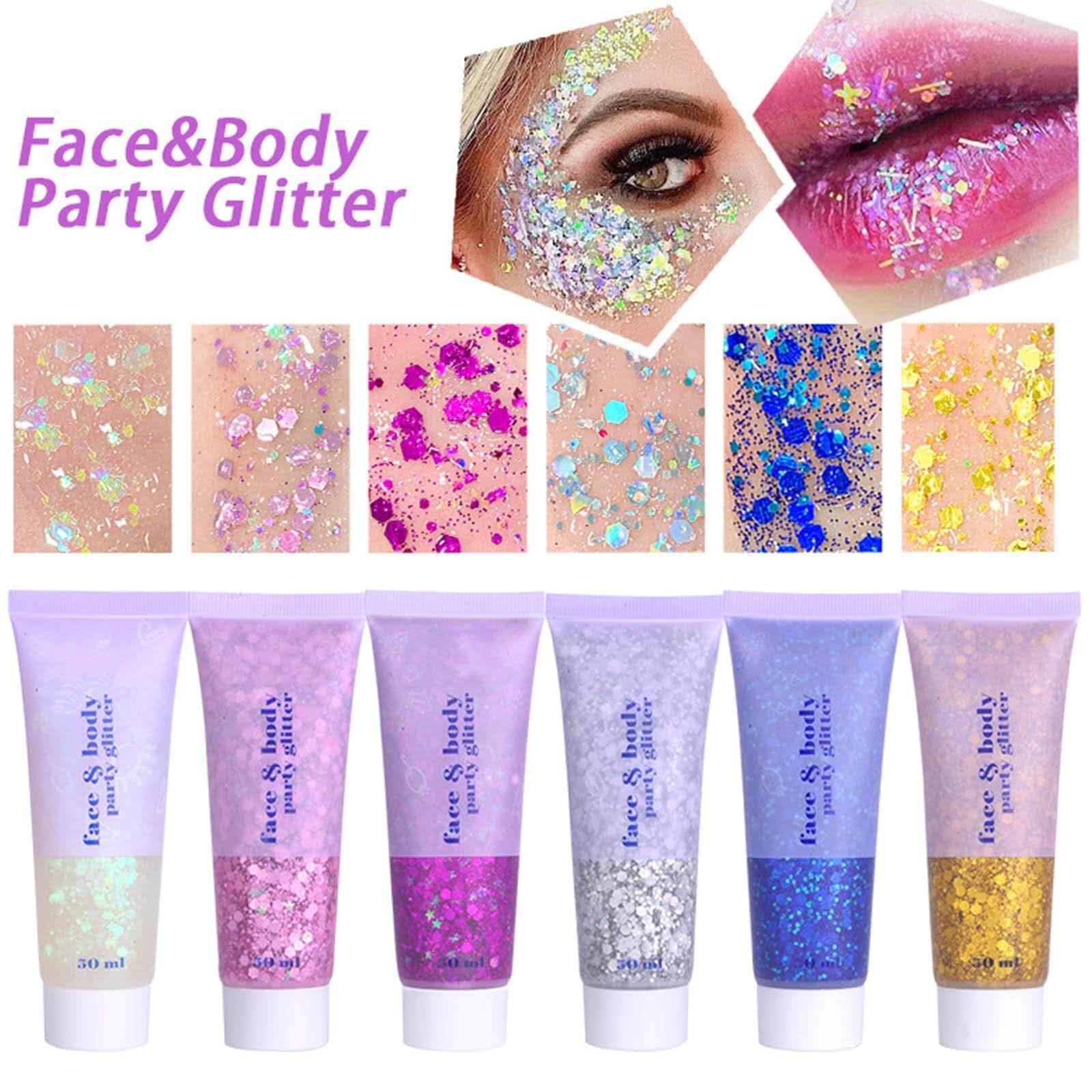 MEICOLY Blue Face Body Glitter,Halloween Face Glitter Gel,Festival Rave Accessories,Patriotic Veterans Day Independence Day 4th of July Pride Face Paint Makeup,Sparkling Mermaid Body Glitter for Women