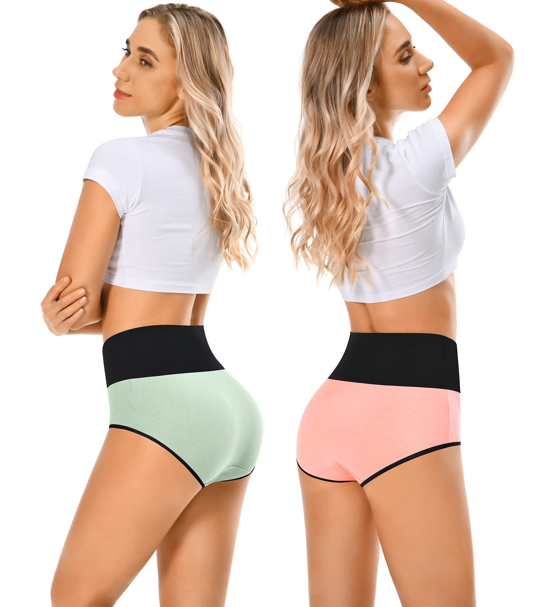 MISSWHO Cotton High Waisted Womens Underwear Tummy Control Postpartum Panties Full Coverage C Section Ladies Briefs 5 Pack Plus Size Large
