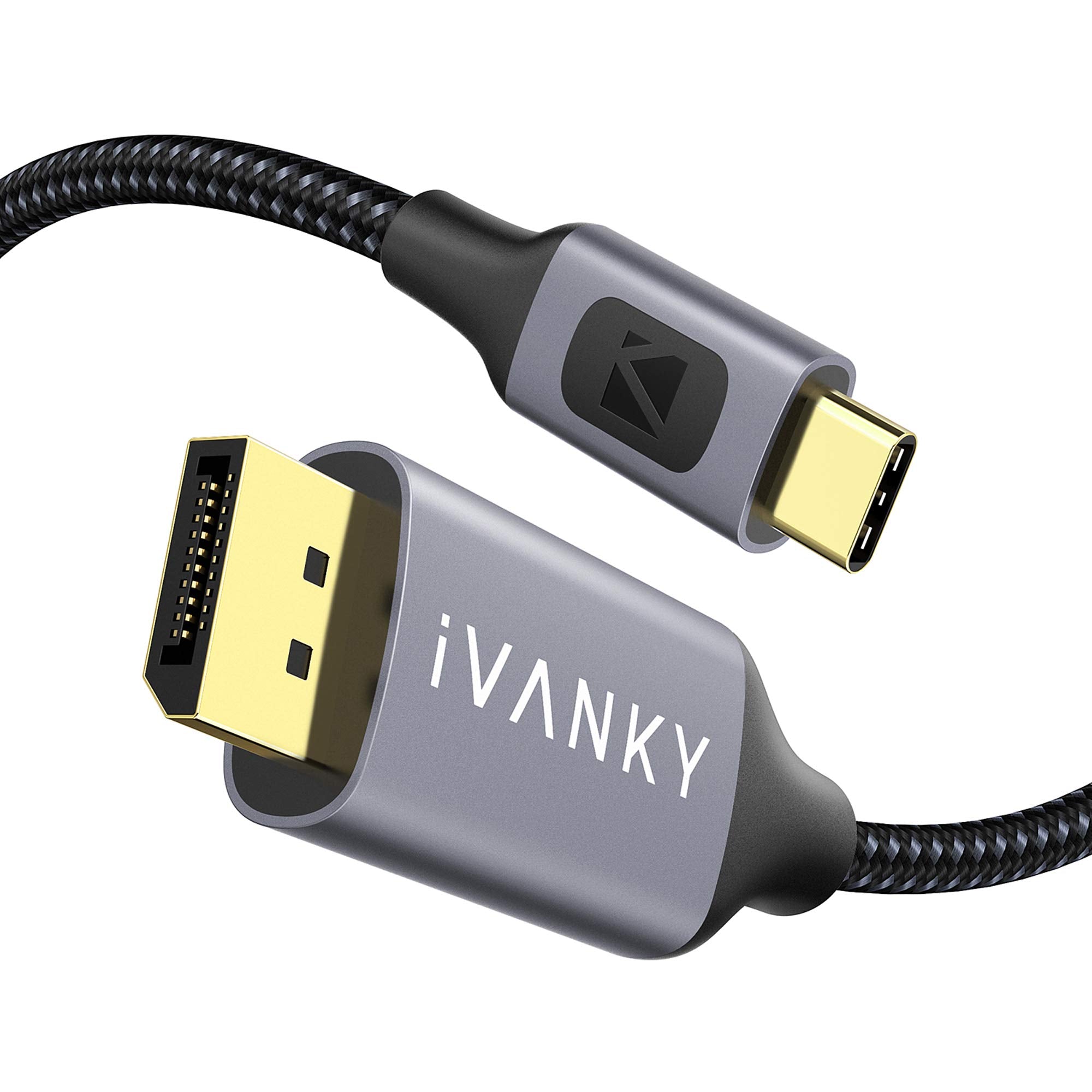 IVANKY USB C to DisplayPort Cable 6.6FT [4K@60Hz, 2K@165Hz] Aluminum USB Type-C to DisplayPort Braided Cable [Thunderbolt 3/4 Compatible] with MacBook Pro, iPad Pro, iPhone 15 Pro/Max, XPS 17/15/13