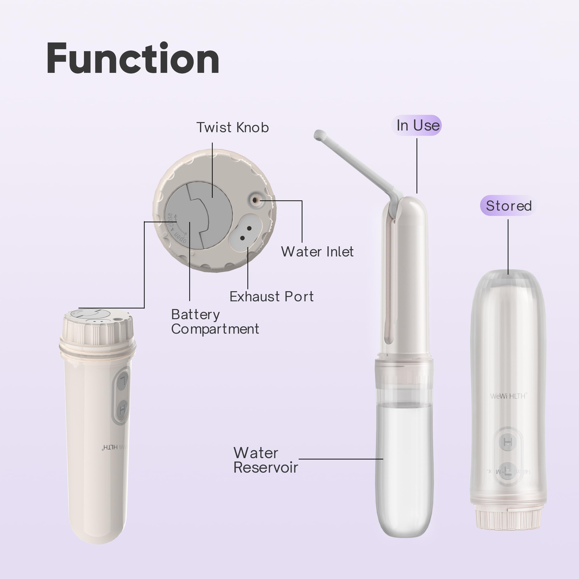 Portable Electric Bidet Sprayer - Handheld Travel Bidet with 2 Pressure Modes - Waterproof Foldable Pocket-Sized & Cordless for Bathroom Ultimate Personal Hygiene Cleaning at Home and Camping, White