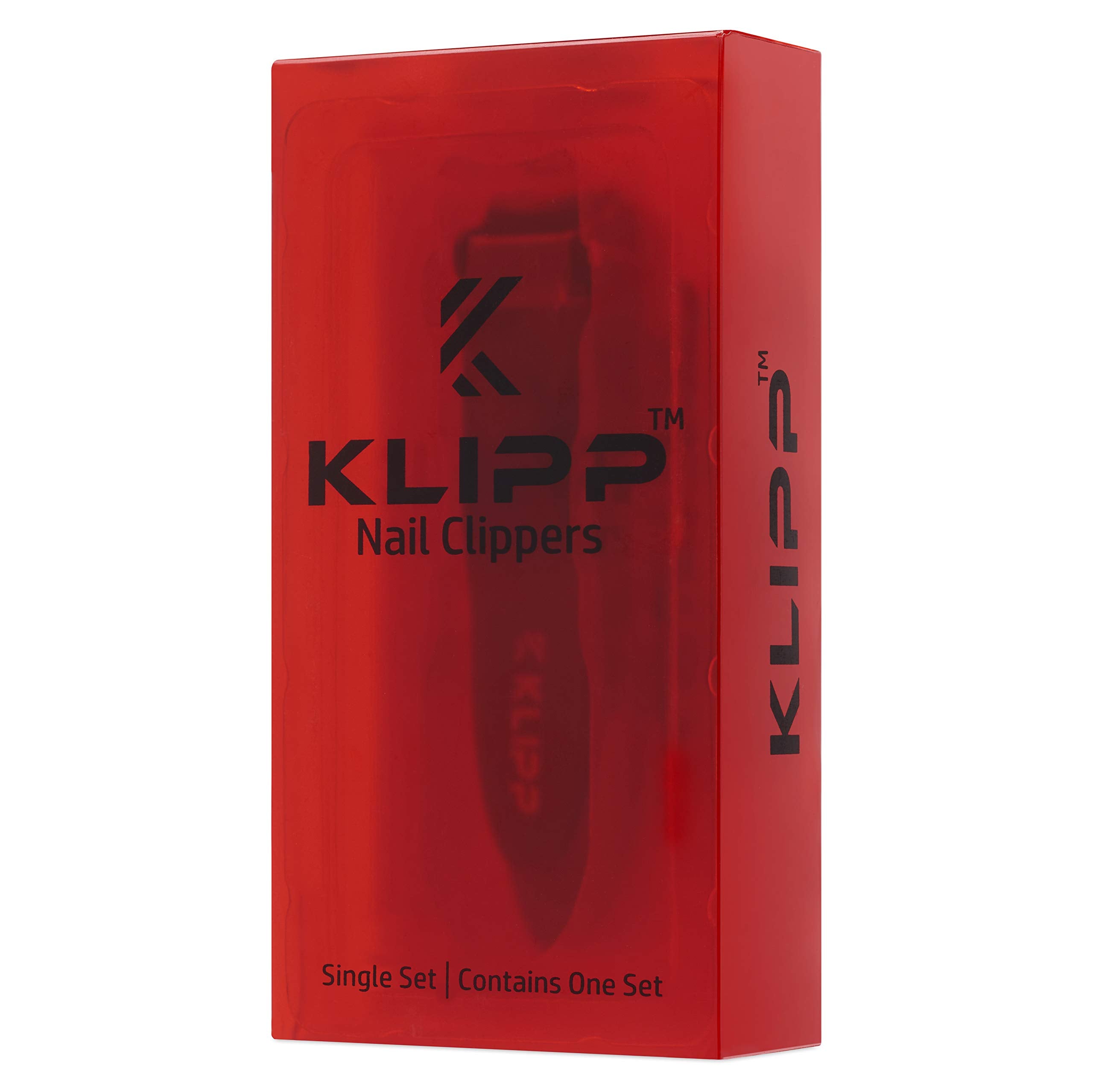 Nail Clippers for Men with Catcher - KLIPP Heavy Duty Razor-Sharp Self-Collecting Nail Cutter, Ergonomic Lever for Fingernails & Toenails, Ideal Gift for Men & Grooming Gifts Includes Ziplock Pouch