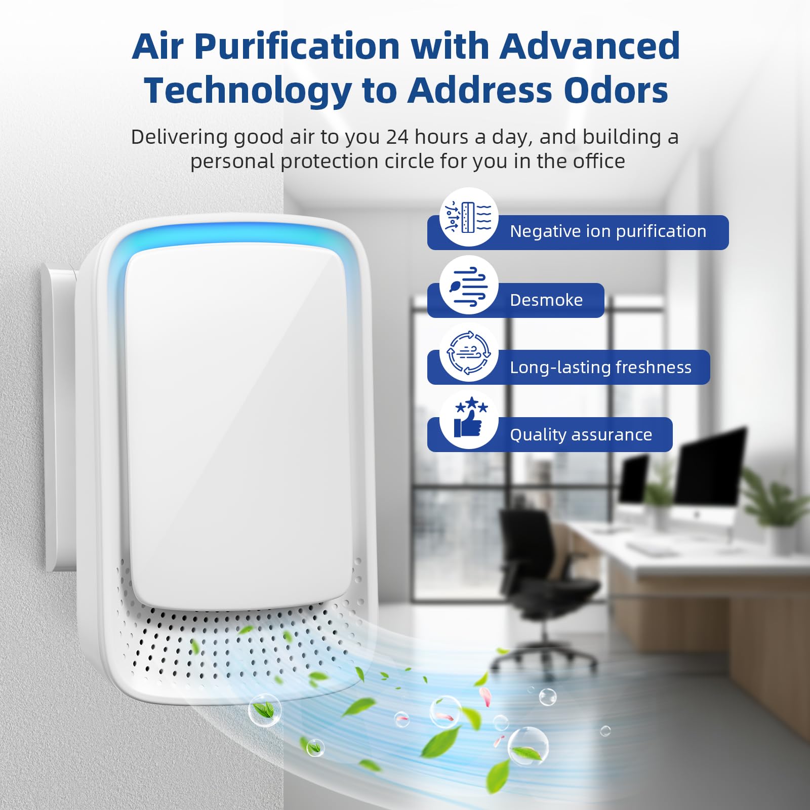 Plug In Air Purifier 4 Pack: Air Ionizer for Home,Negative Ion Generator - Quiet Operation - Air Freshener for Bedroom, Office, Kitchen,Odor,Smoke Dust,Mini Air Cleaner (4)