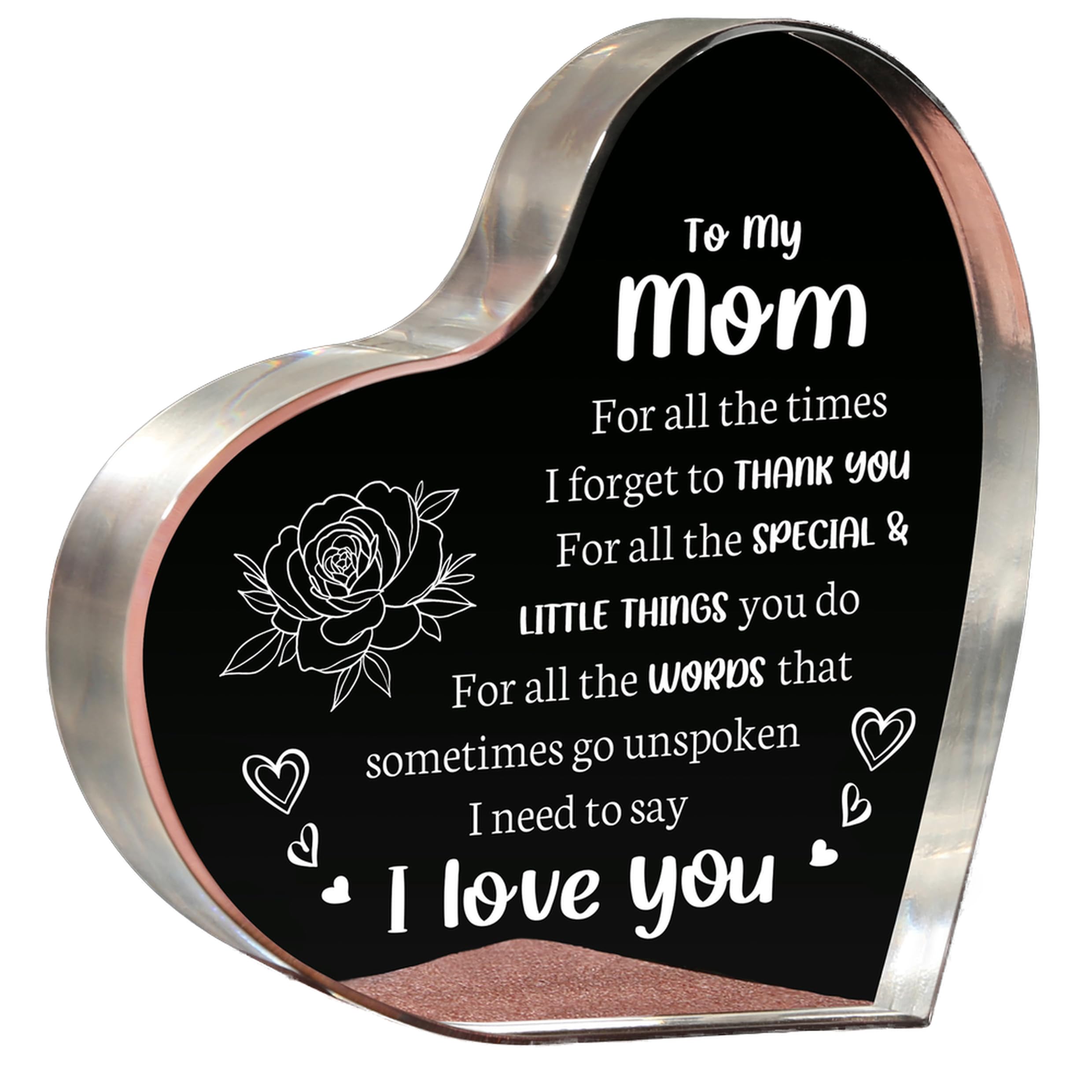 Milcier Gifts for Mom, Mom Christmas Gifts - Acrylic Keepsake 3.9x3.9 Inch - I Love You Mom Birthday Gifts from Son - Best Mothers Day Valentines Day Gifts for Mom