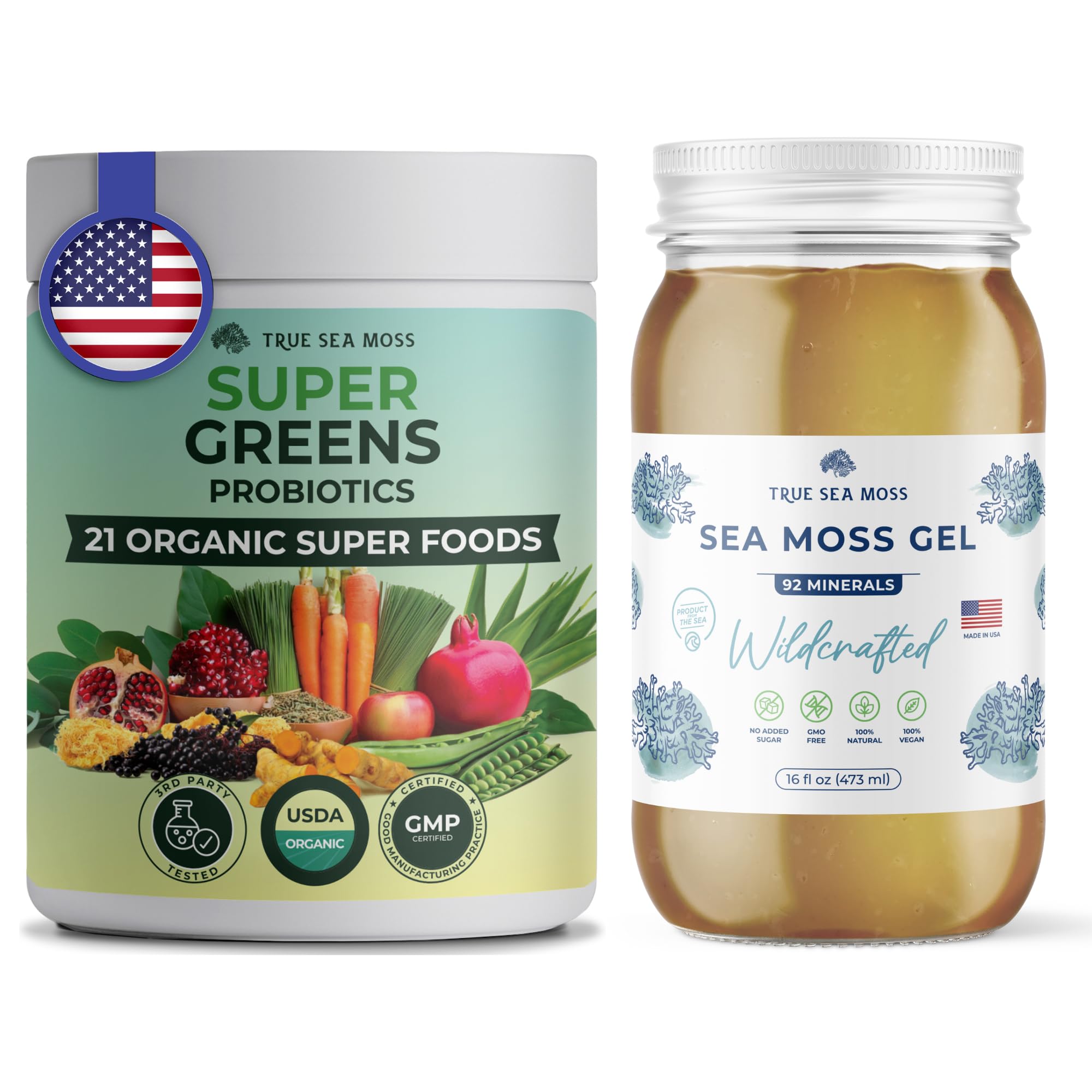 TrueSeaMoss Wildcrafted Irish Sea Moss Gel and Greens Powder