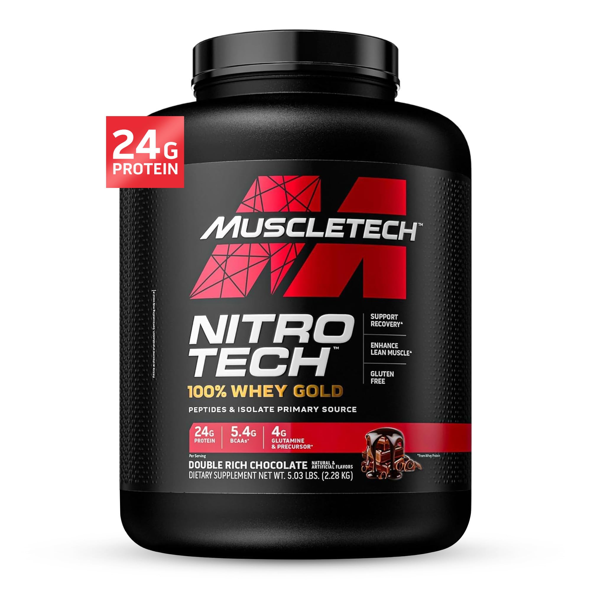 Muscletech Whey Protein Powder | MuscleTech Nitro-Tech Whey Gold Protein Isolate Smoothie Mix for Muscle Gain | Chocolate, 5 lbs (69 Serv) (package varies)