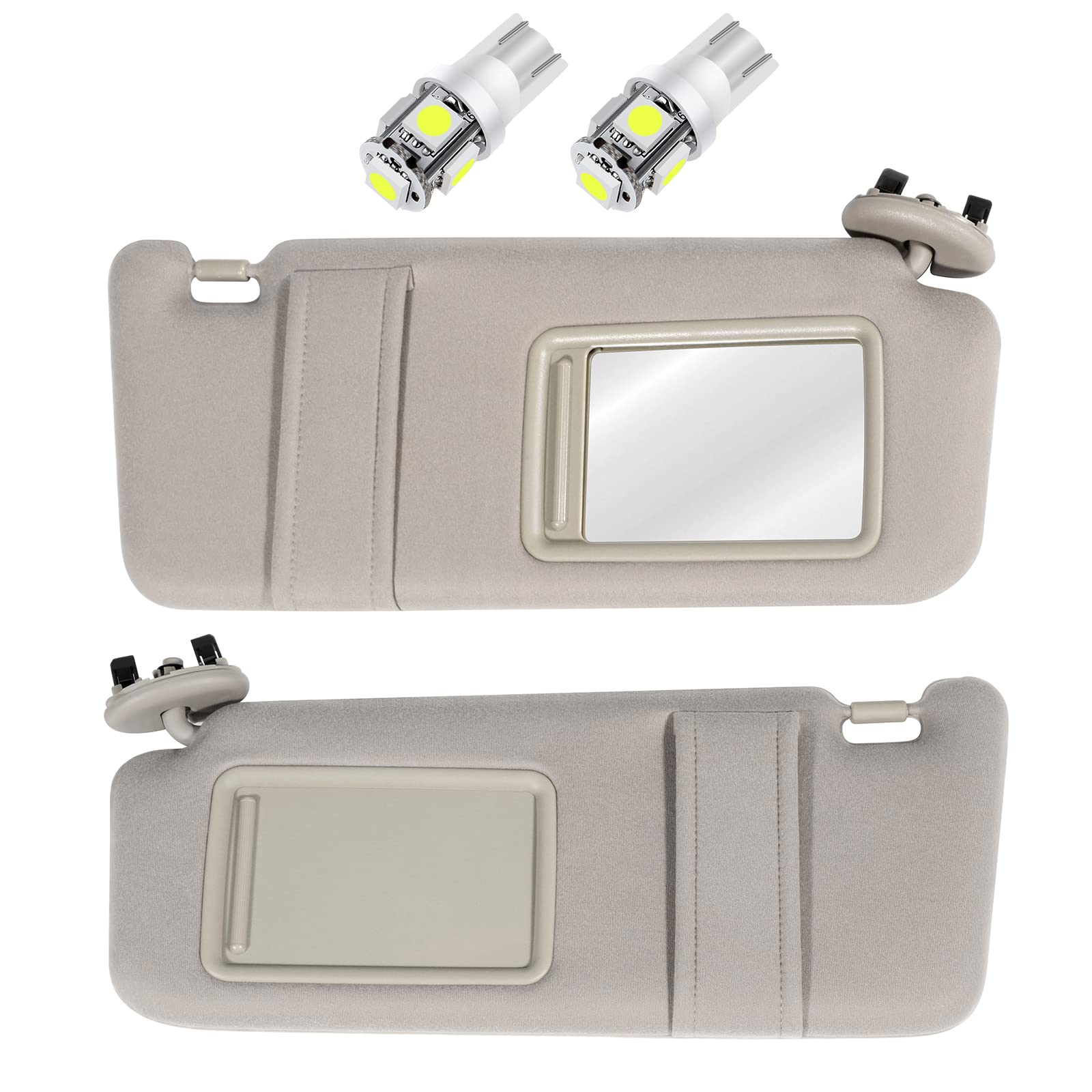 SCITOO Beige Left & Right Interior Sun Visor fit for Toyota for Camry 2006-2011 without Sunroof (OE:74320-06780-E0,04002-30506-B0,74320-06290-B2,74320-06780-E0)