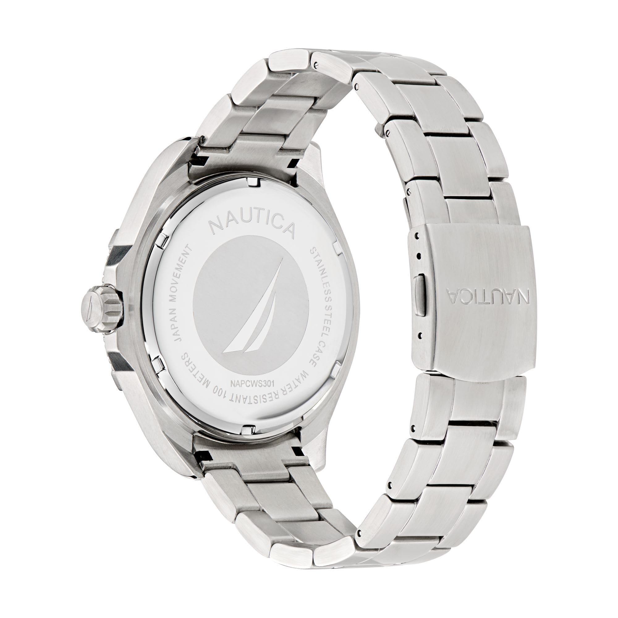 Nautica Men's NAPCWF301 Clearwater Beach Recycled Stainless Steel Bracelet Watch