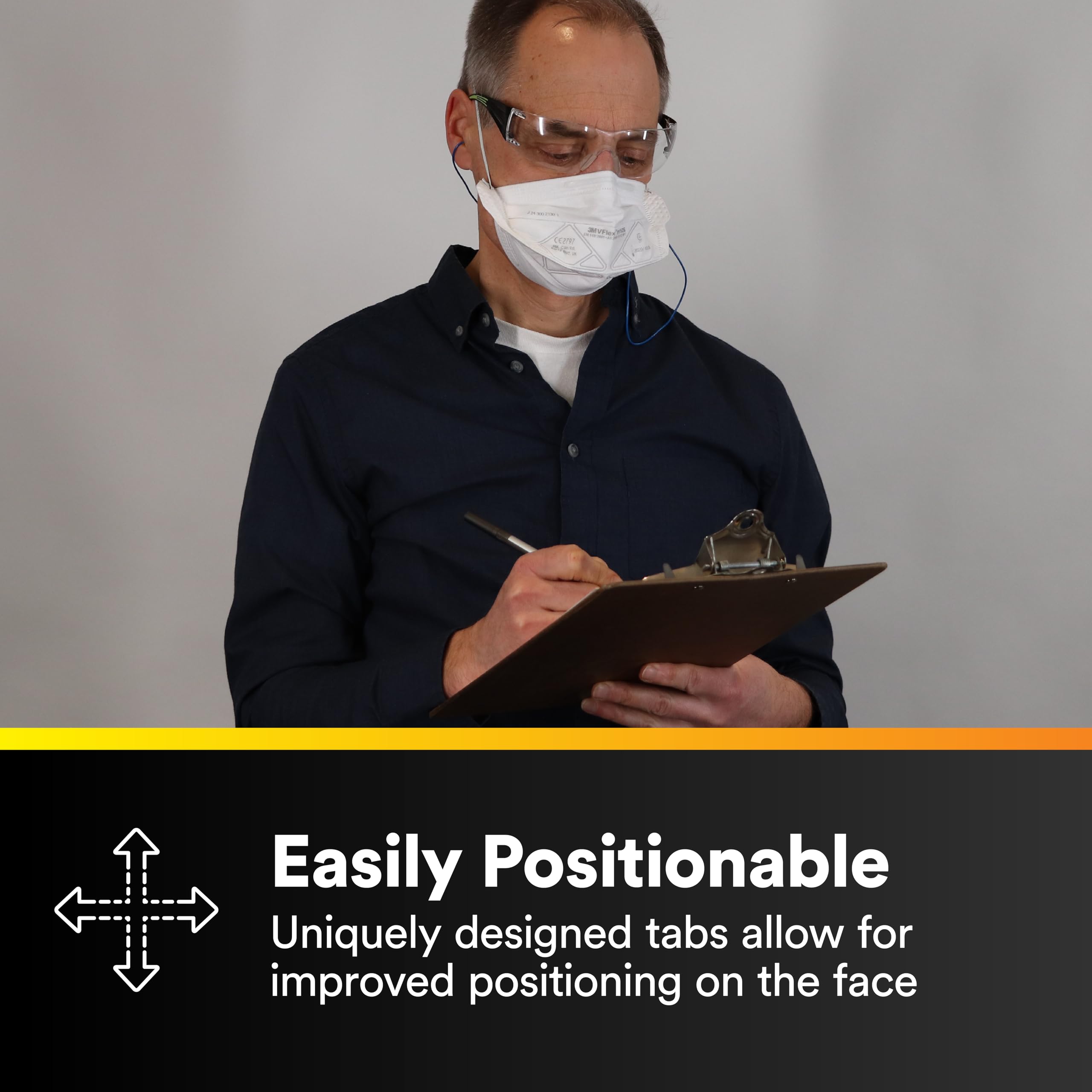 3M N95 Disposable Respirator, VFlex Particulate Respirator 9105, Pack of 50, Standard Size, NIOSH Approved, For Sweeping, Sanding, Grinding, Sawing, Bagging, Dust