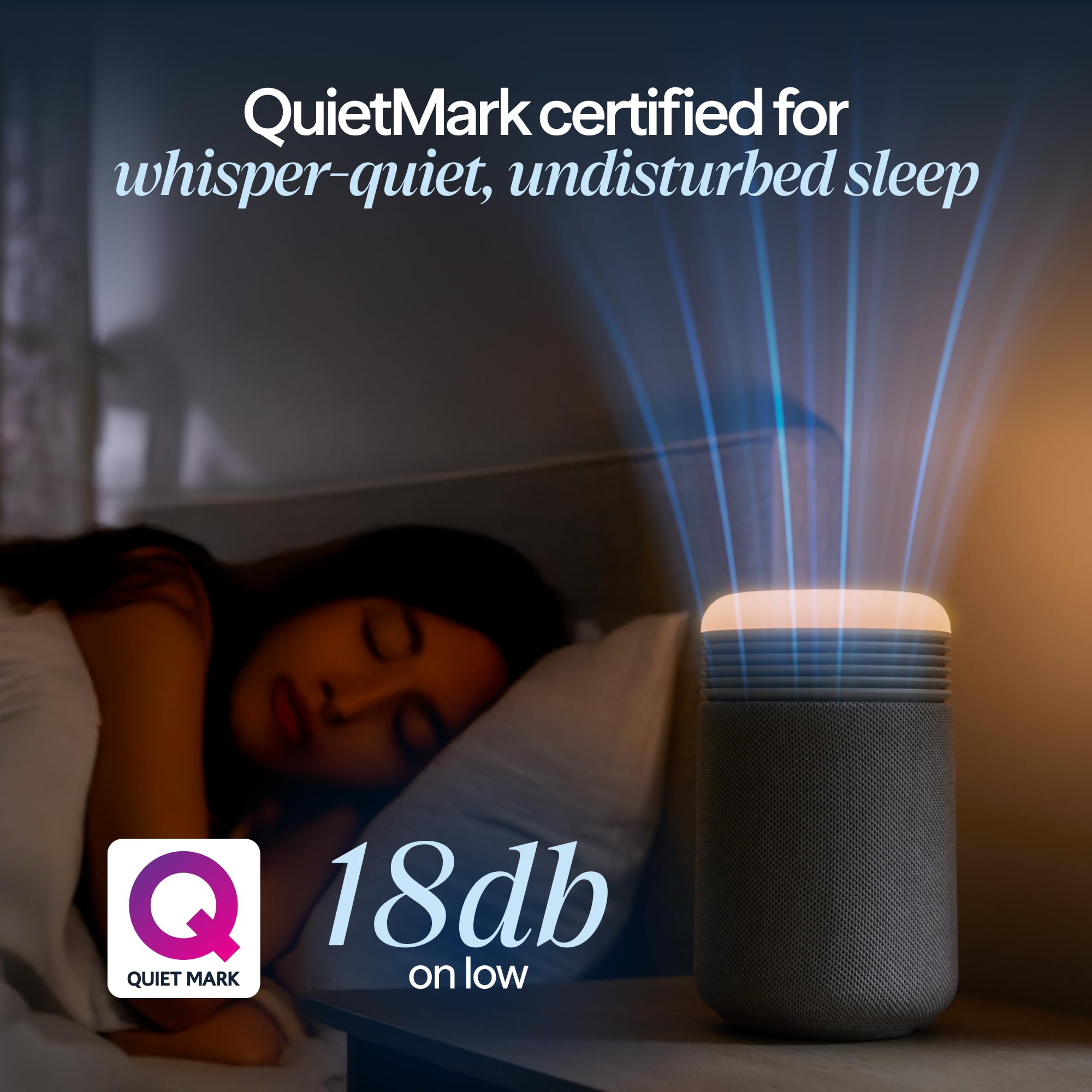 BLUEAIR Purifier for Bedroom - Mini Restful - Sunrise Clock with HEPASilent Filtration and Wake Up Light - Cleans Air and Supports Circadian Rhythm - USB-C and App Connectivity, Beige