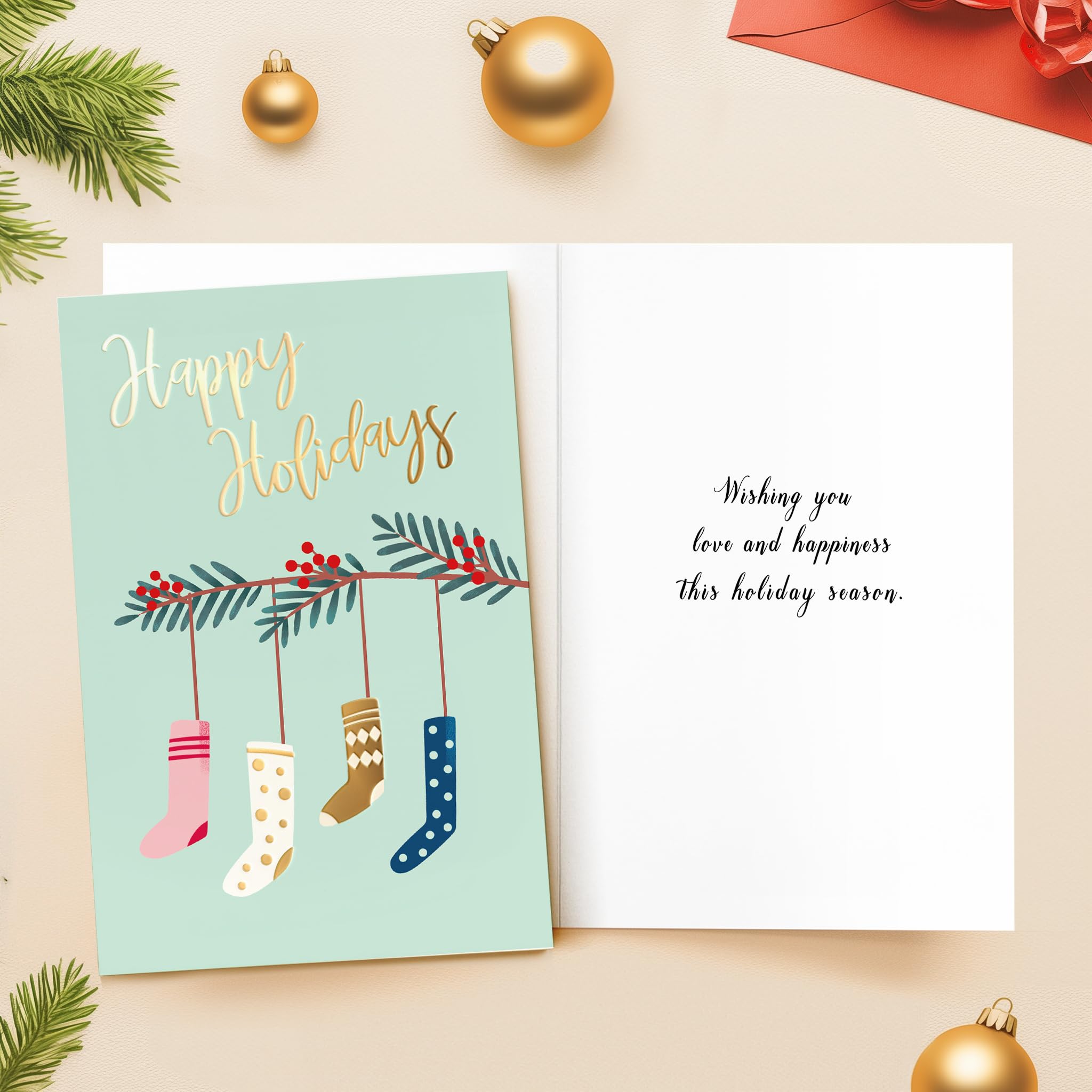 BGTCARDS Christmas Cards, 24 Merry Christmas Cards with Envelopes, 6 Assorted Designs Bulk Greeting and New Years Cards, Perfect to Send Warm Holiday Wishes to Friends and Family, 4" x 6"