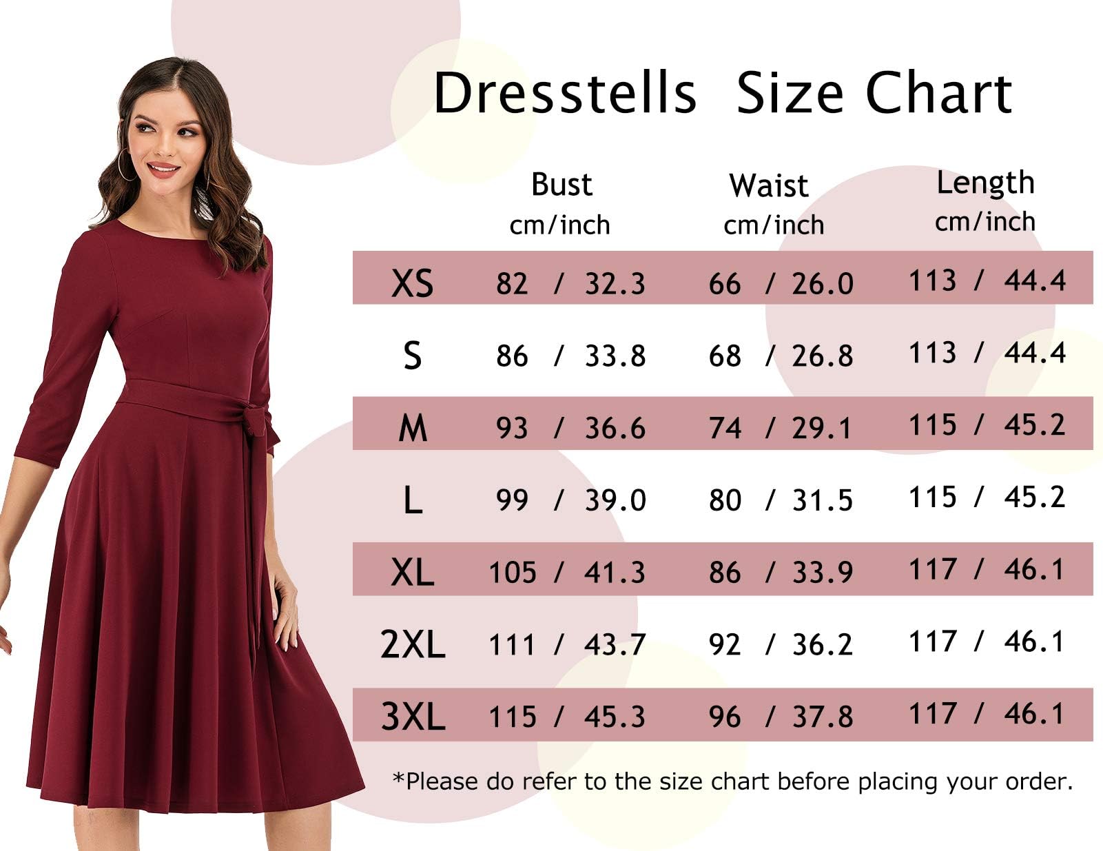 DRESSTELLS Cocktail Dress, Women's Wedding Guest Dresses, 3/4 Sleeves 1950s Vintage Tea Party Dress, 2024 Fall Homecoming Dress, Fit and Flare Casual Dress Blush M