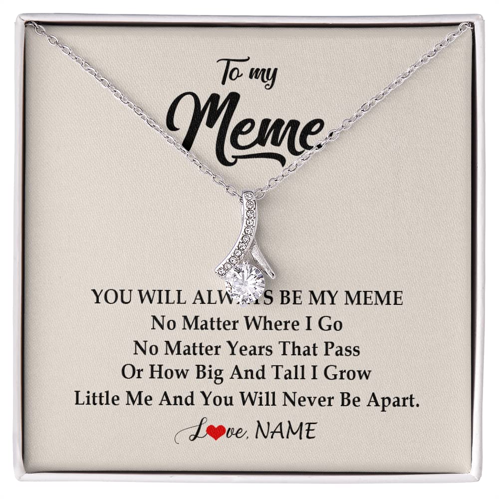 Yametee Personalized Meme Necklace From Grandkids Granddaughter Grandson You Will Always Be My Meme Birthday Mothers Day Christmas Customized Gift Box Message Card Alluring Beauty Necklace