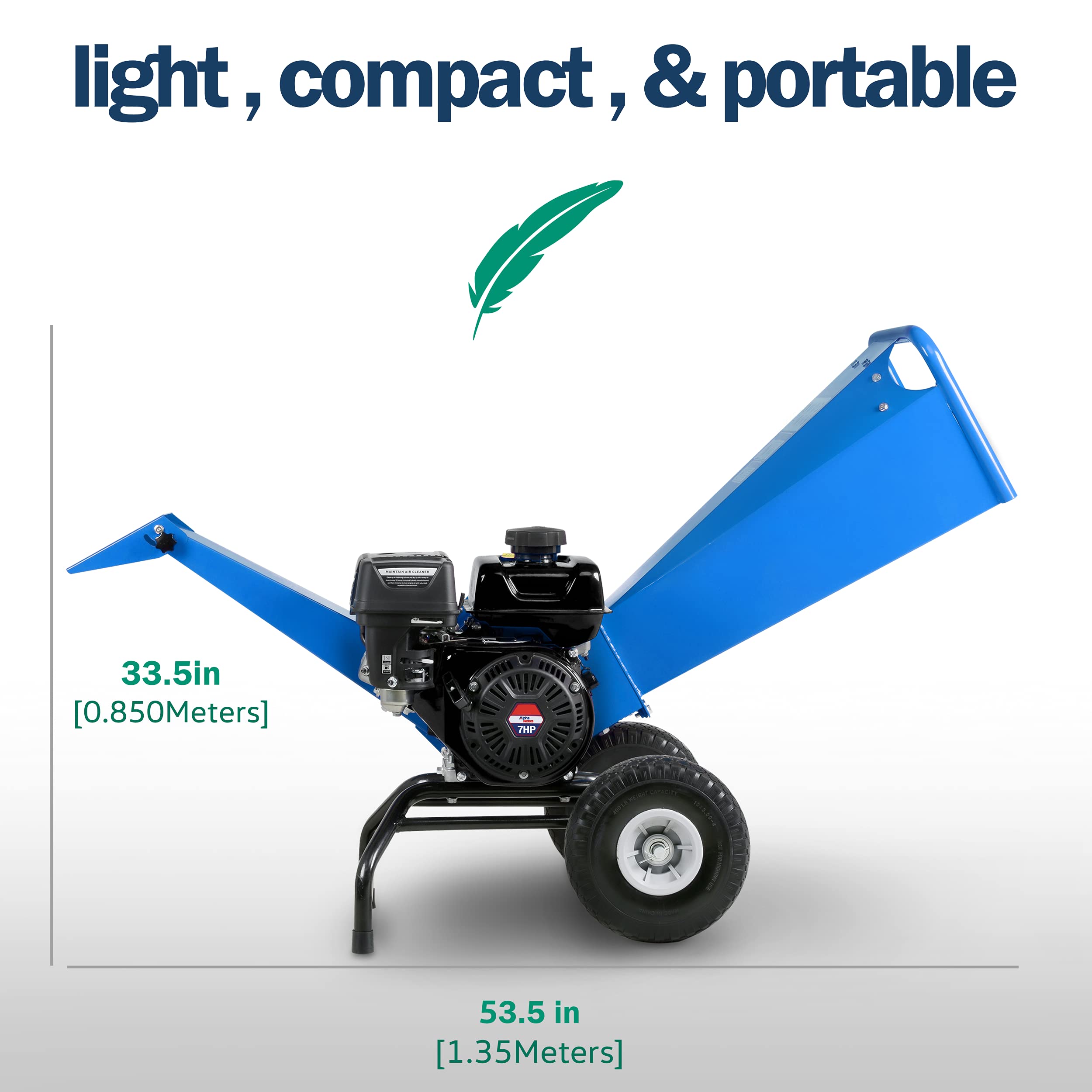 Landworks Wood Chipper Shredder Mulcher Heavy Duty Compact Rotor Assembly Design 3" Inch Max Capacity,Gas Powered