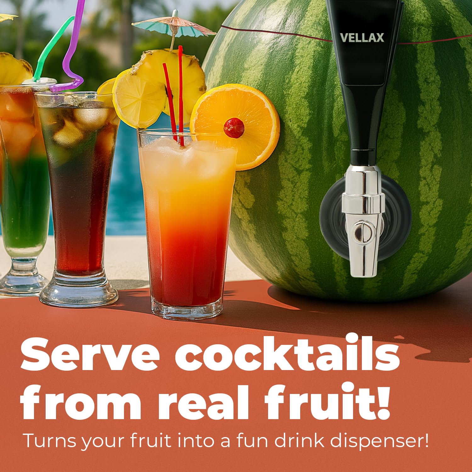 Original Watermelon Tap Kit - Coring Tool & Spigot Set for Fruit Keg, Pumpkin or Melon Beverage Dispenser - Easy Party Punch Bar