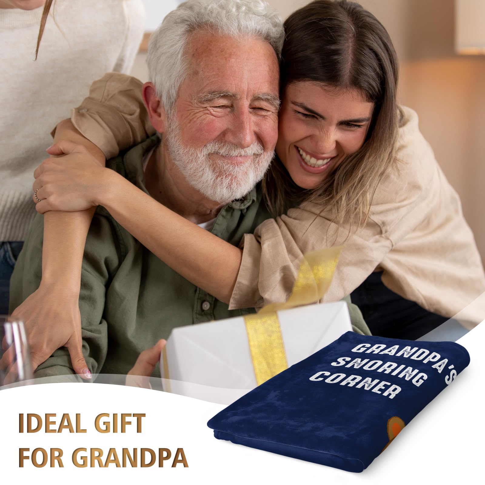 Niyewsor Grandpa Birthday Gifts, Grandpa Gifts Blanket, Gifts for Grandpa on Christmas, Funny Grandpa Gift for Grandparent's Day, Grandpa's Snoring Corner Blanket, 60"x50"