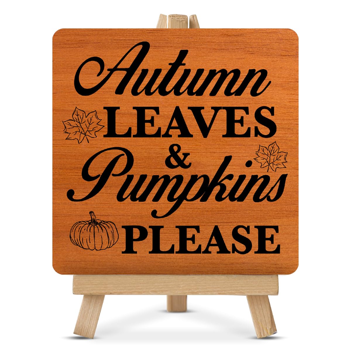 Fall Decor Autumn Leaves and Pumpkins Please Wood Sign with Easel Autumn Decorations for Home Desk Table Shelf, Fall Tiered Tray Decor