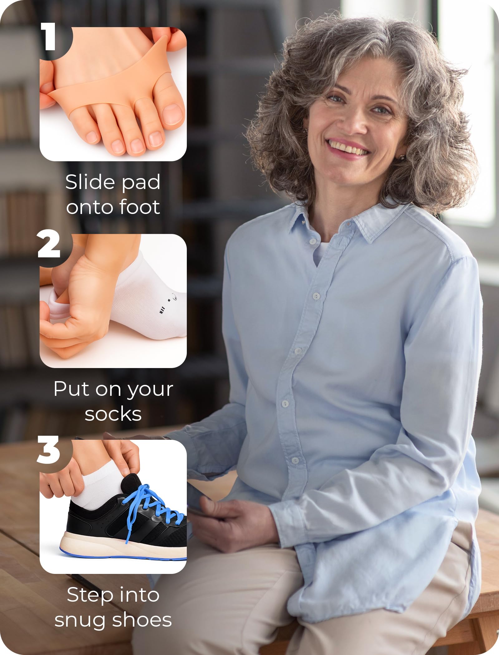 Homergy Metatarsal Foot Pads for Pain Relief - 4 Pack Soft Gel Reusable Breathable Sleeve Pads, Foot Cushions, Forefoot Cushioning Shoe Supports for Women and Men