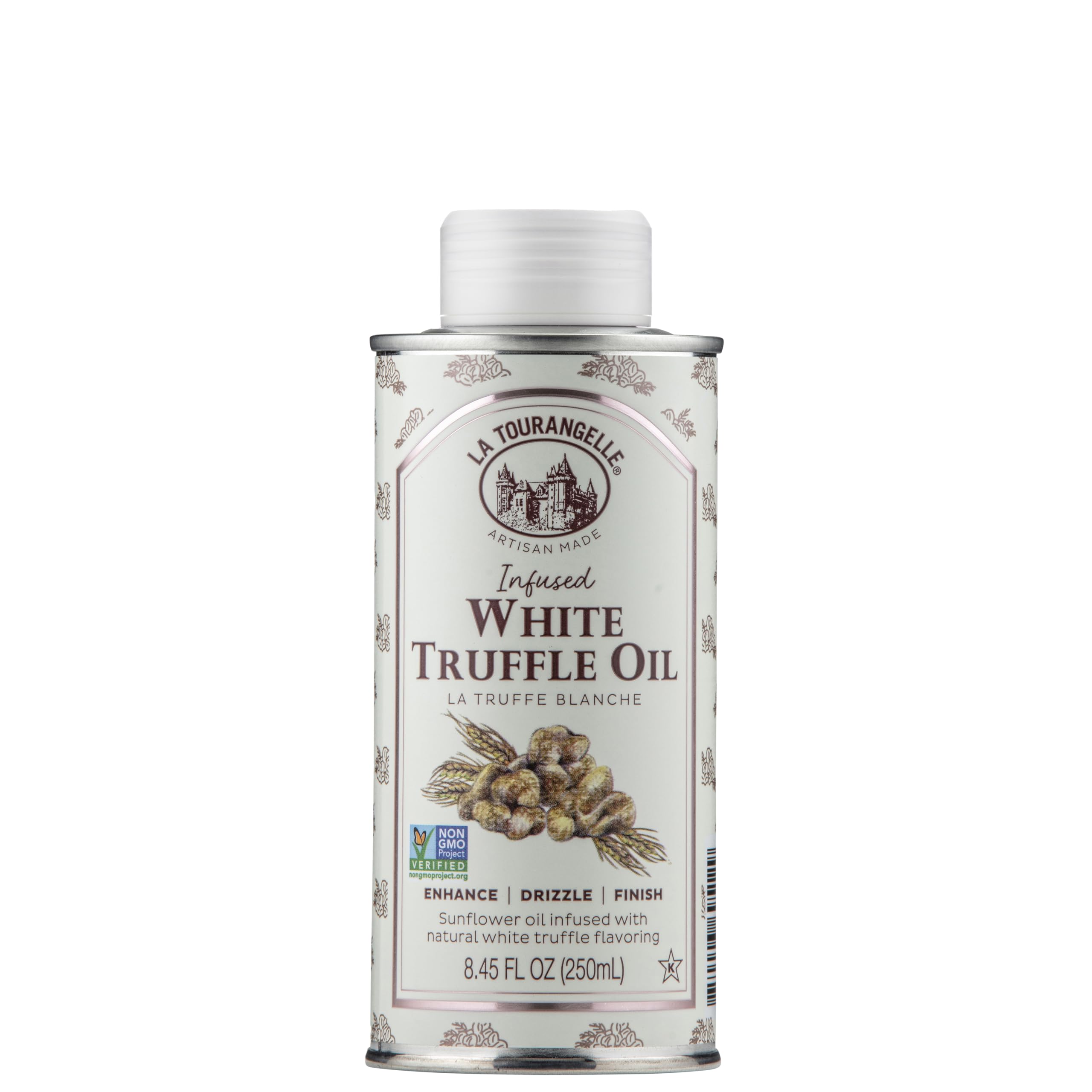 La Tourangelle, White Truffle Oil, Complex Gourmet Earthy Flavor for Drizzling over Pasta, Popcorn, Vegetables, Potatoes, Soup and More, 8.45 Fl Oz