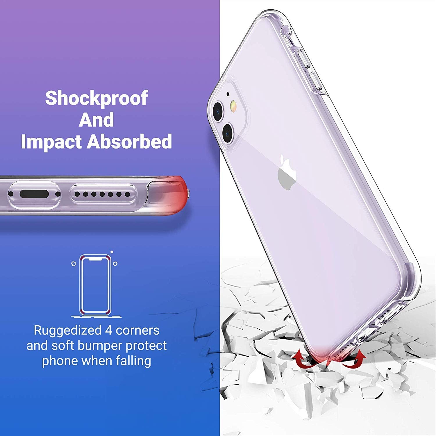 ULAK Clear Case Compatible with iPhone 11 6.1-Inch 2019, Transparent Thin Slim Protective Phone Cover