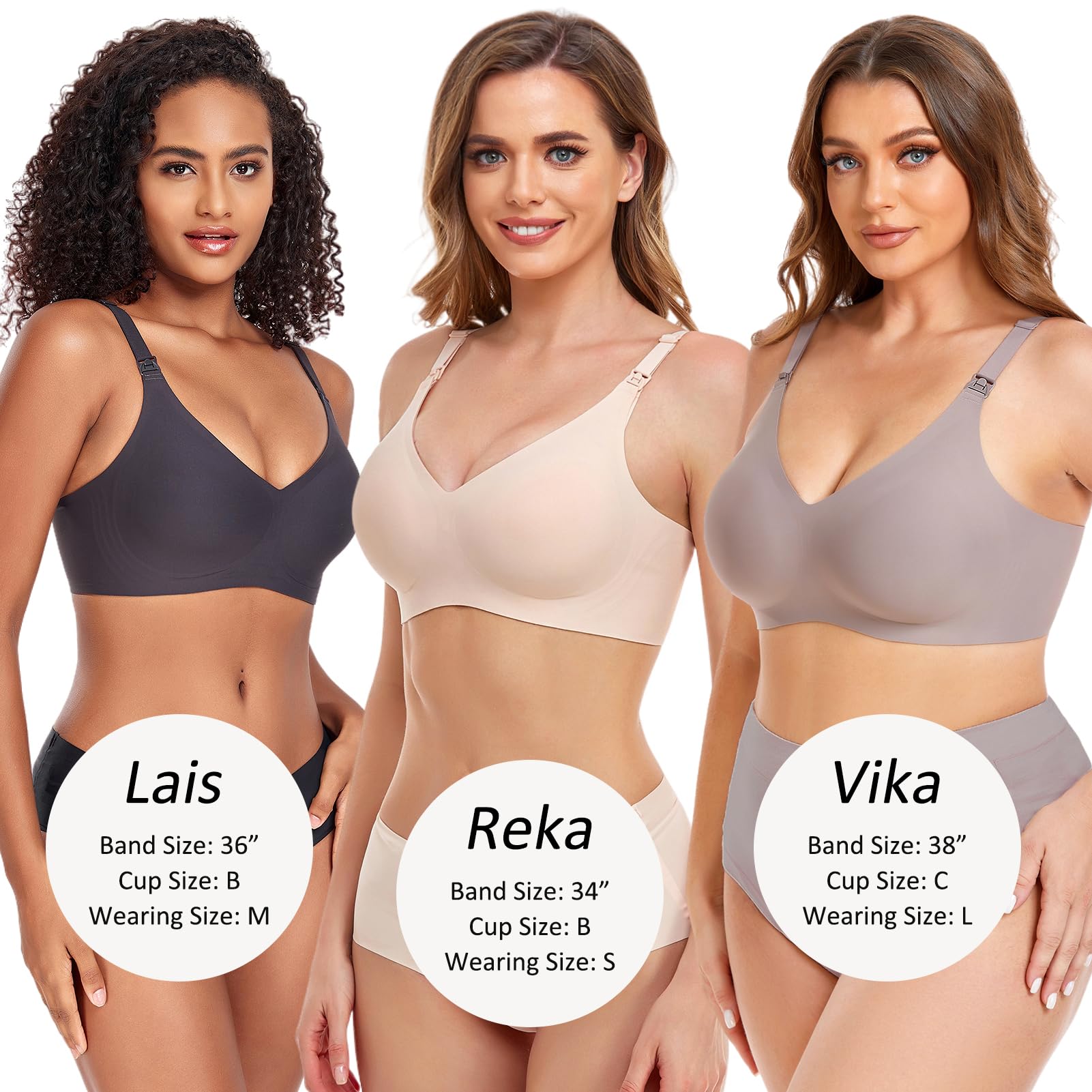 Vinfact Smooth Nursing Bras for Breastfeeding Seamless Maternity Bras for Pregnancy Wireless Bralette with Extra Bra Extender - Large, Gray