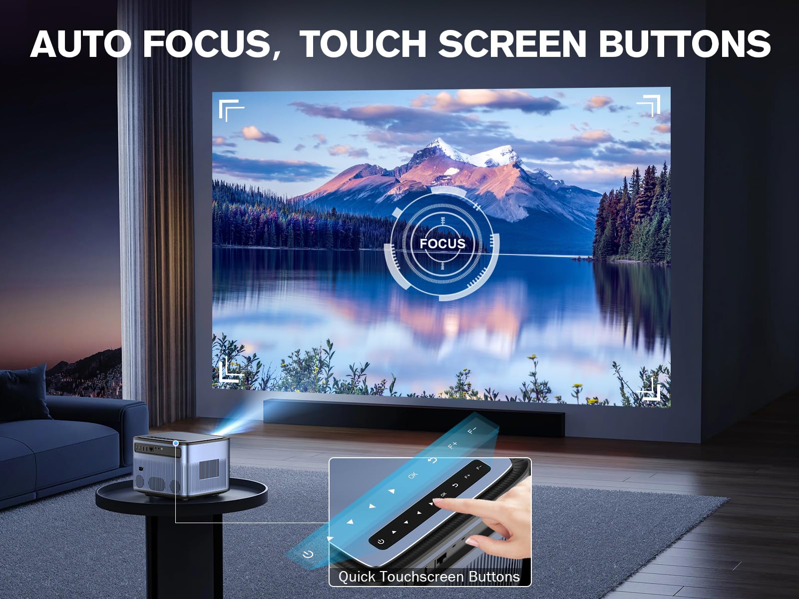 [Auto Focus/Keystone]Projector 4K Support with WiFi Bluetooth, VIZONY 800ANSI Android TV Outdoor Projector, 4P4D/Zoom/PPT, Home Movie Projector with Netflix/Prime Apps Built-in, 8000+ Apps