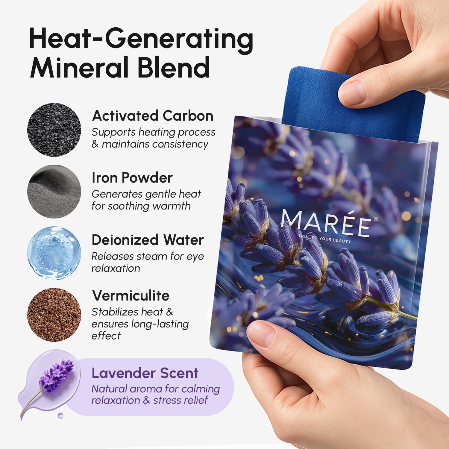 MAREE Heated Eye Masks for Dry Eyes – Steam Eye Mask Disposable – Lavender Self Heating Eye Mask for Puffy Eye – Facial Steamer Alternative for Relaxation – Warm Compress for Eyes – Spa Gift for Women