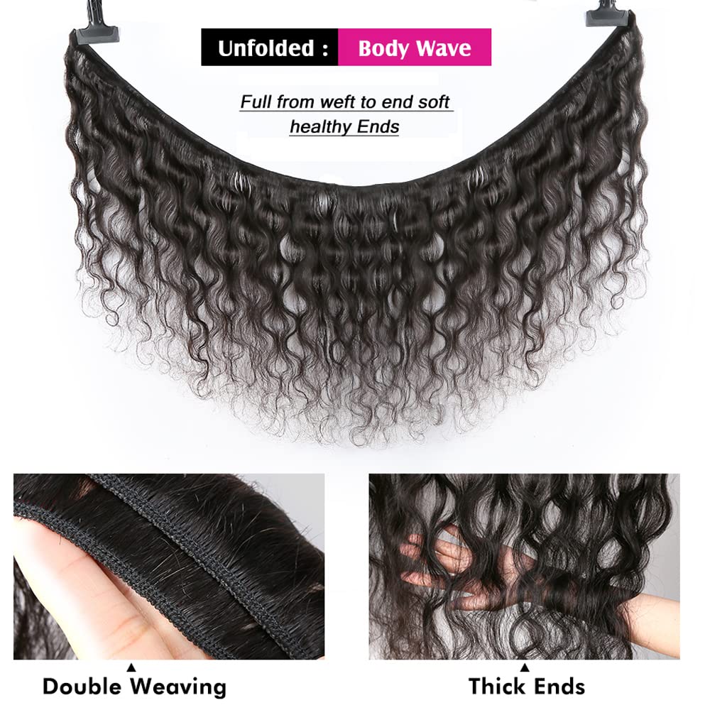 Body Wave Bundles Human Hair 4 Bundles (20 18 16 14 inches) 12A Brazilian Virgin Human Hair Bundles Body Wave 100% Unprocessed Human Hair Wavy Extensions Natural Color by Aelinsi