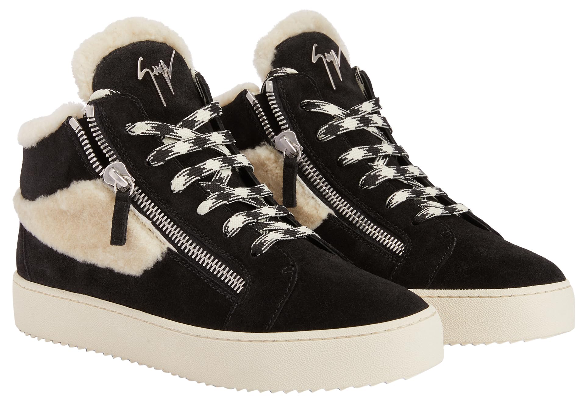 Giuseppe Zanotti, Kriss Ice Leather Low Top Sneakers, 9.5, Black