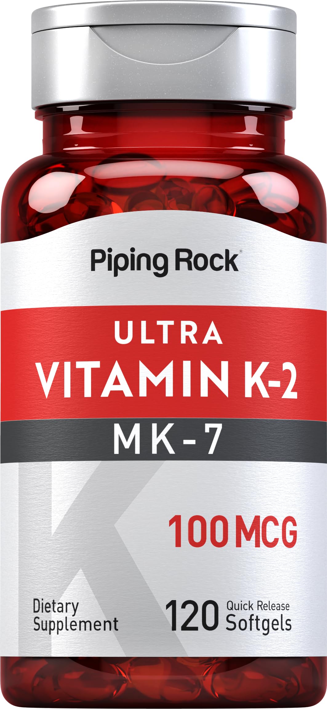 Piping Rock Vitamin K2 MK-7 | 100 mcg | 120 Softgels | Non-GMO, Gluten Free Supplement