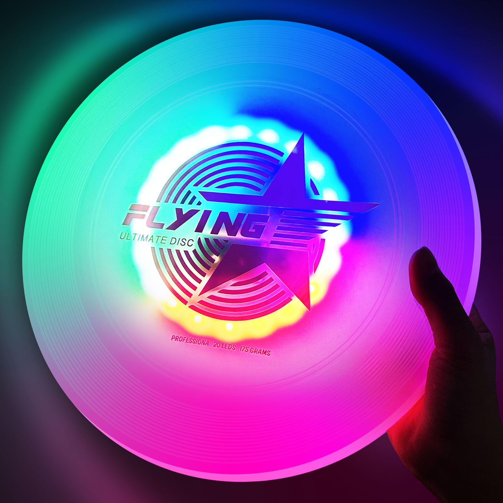 Soulpunk Colorful Light-up Flying Disc - 14 Modes, 4h Battery, 175g Ultimate Flying Discs, Soft Discs, Glowing Flying Dsic for Outdoor, Lawn, Beach, Ideal Gifts for Kids, Adult