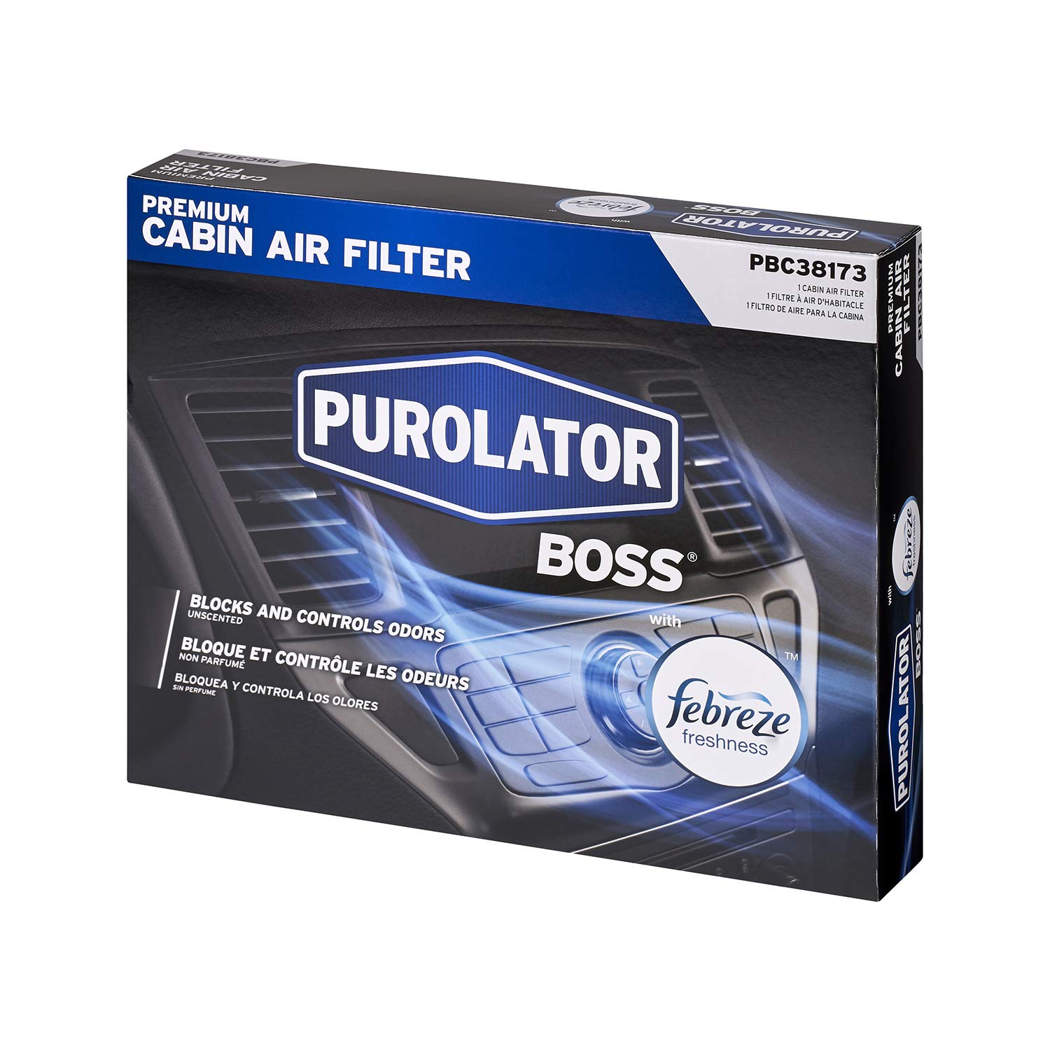 Purolator PBC38173 PurolatorBOSS Premium Cabin Air Filter with Febreze Freshness fits Select Chevrolet, GMC, Cadillac, 1 Count (Pack of 1)