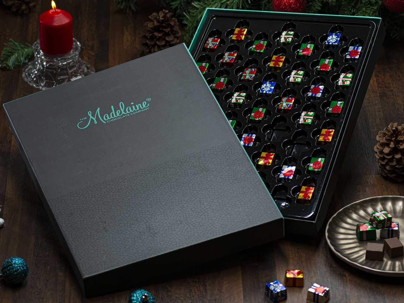 Madelaine Chocolate Extra Large Gift Box - Christmas Holiday Themed Gourmet Chocolate Candy - Best Corporate, Business, Client, Food Gift Baskets - Premium Solid Milk Chocolate Presents