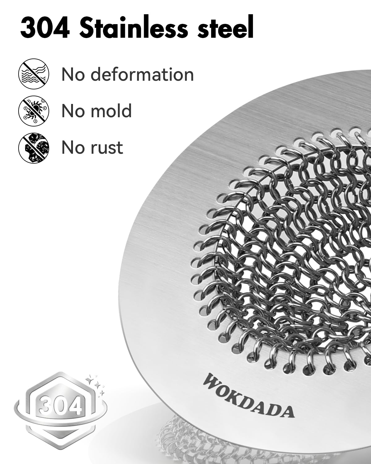 Wokdada Sink Drain Strainer, Reversible No Clog Mesh Kitchen Sink Drain Strainer, 304 Stainless Steel & Rust-Proof/Masterfully Handcrafted, Easy Clean, Dishwasher Safe, Fits Standard Sink Drain