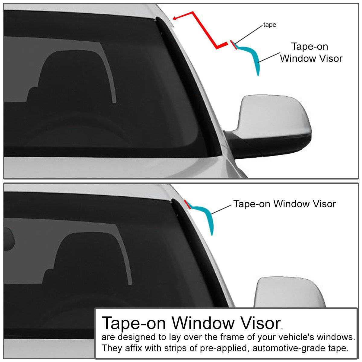 DNA MOTORING WVS-T2-0085 Vent Window Visor Deflector Rain/Sun Guard (4pcs, Dark Smoke), 1 Pack