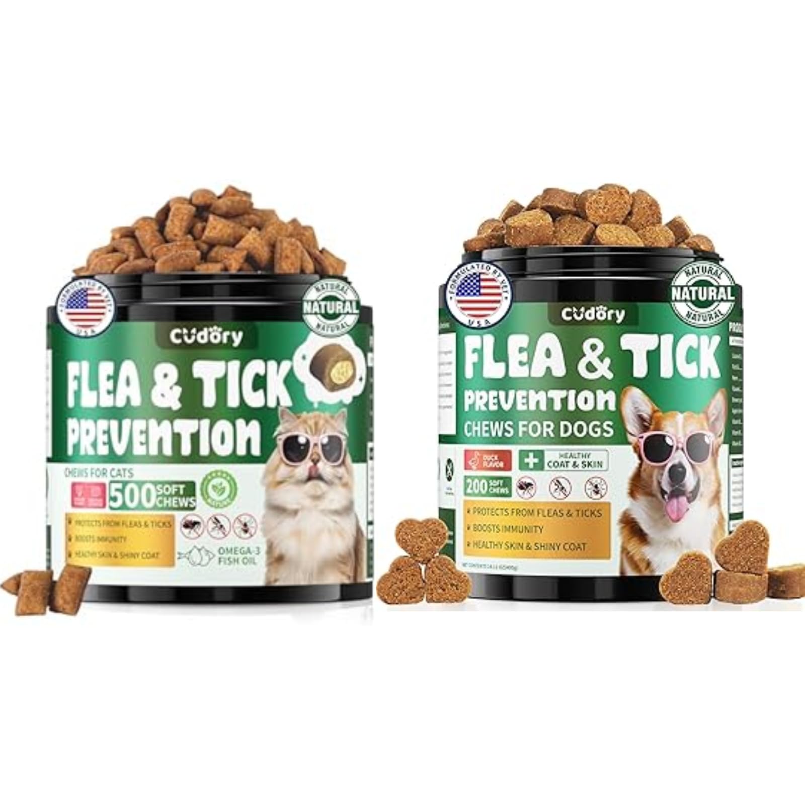 Flea and Tick Support Bundle for Cats & Dogs-Natural Ingredients with Skin & Coat Support – Oral Supplement for All Breeds & Ages