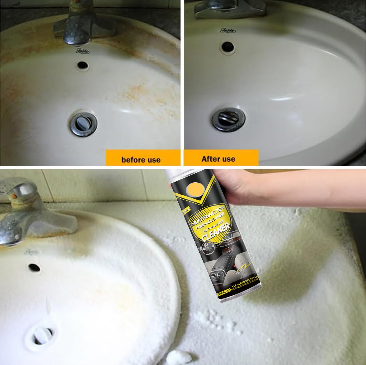 Shima Multifunctional Car Interior Foam Cleaner,Shima Magic Foam Cleaner,Large Capacity Multi Purpose Foam Cleaner Spray,Powerful Decontamination Heavy Duty Foam Cleaner Kits(2Pcs,1300 ml)