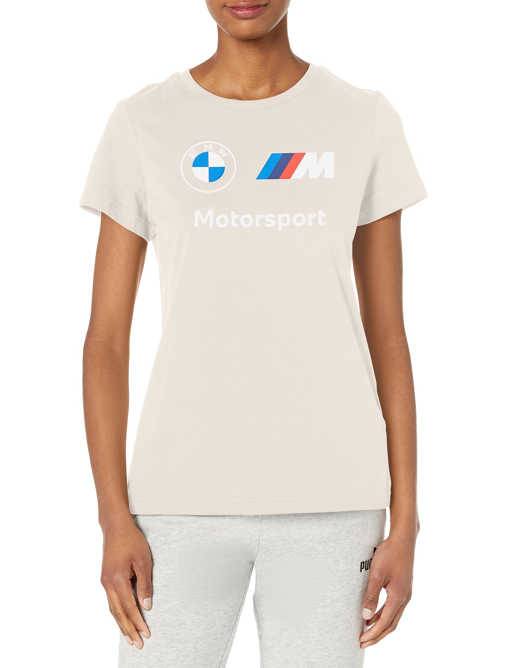 PUMA Women's BMW M Motorsport Essentials Logo T-Shirt, Stone Gray, Large