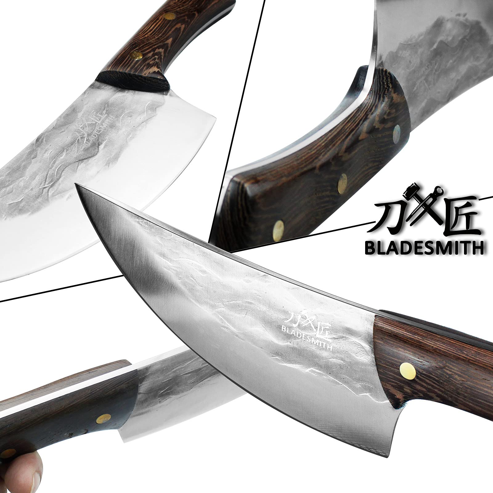 BLADESMITH Butcher Knife, Viking Boning Cleaver knife for Meat Slicing - 7'' Sharp Multi-Purpose Forged in Fire for De-Boning/Slicing/Cutting/Mincing at Slaughter House/Restaurant/Kitchen