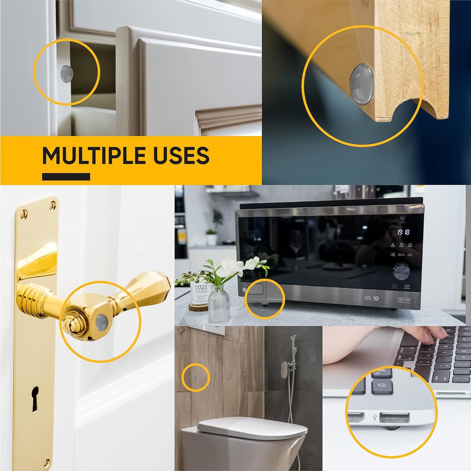 Vellax Cabinet Door Bumpers 128 Pcs - Grey Self Adhesive Pads, Cabinet Stoppers, Rubber Bumpers for Drawers, Cupboards, Cutting Boards, Glass Tops, Picture Frames, Kitchen Furniture (Hemispherical)