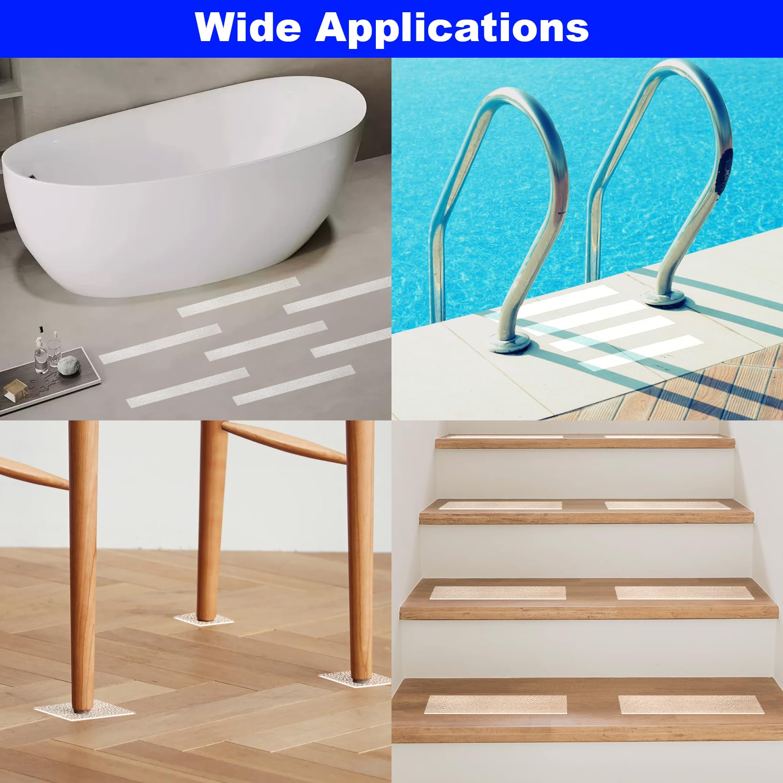 PHIXBEAR Anti Slip Shower Stickers, Original Bathtub Non Slip Stickers, Transparent bathroom safety strips for Bath Tub, Shower Floor, Stairs, Ladders