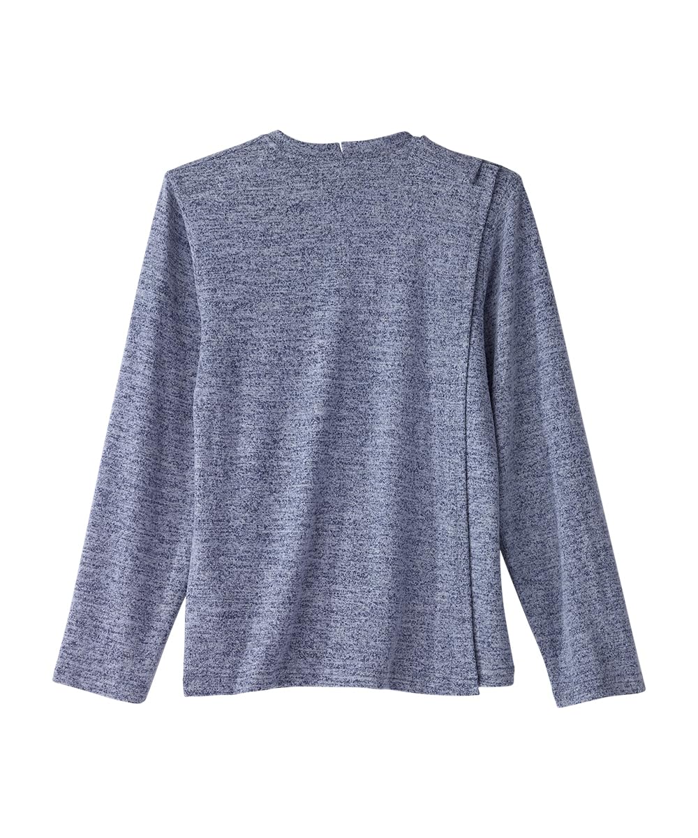 Women's Open Back Knit Button Top - River Heather SMA